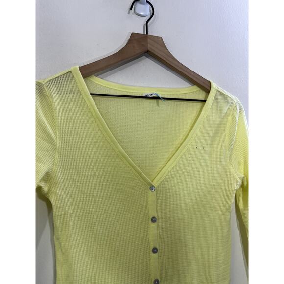 Vtg Y2K 90s Bella Minimalist Baby Cardigan S Academia Parisian Butter Yellow - Picture 4 of 16